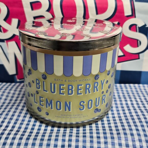 BBW Blueberry Lemon Sour Large 3 Wick Candle Home Fragrance Decor - Picture 1 of 2